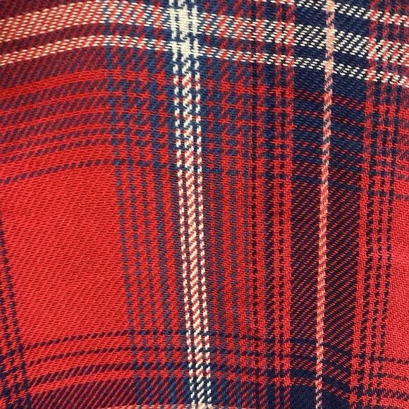 KEREN HART Blouse Plaid Button Down Tulip Split Back Long Sleeve Womens XL Red - Picture 10 of 11